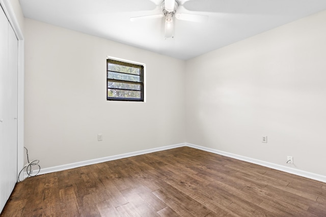 301 Sunset Blvd, Hewitt, TX 76643 - unfurnished bedroom featuring a closet, dark wood-type flooring, and ceiling fan