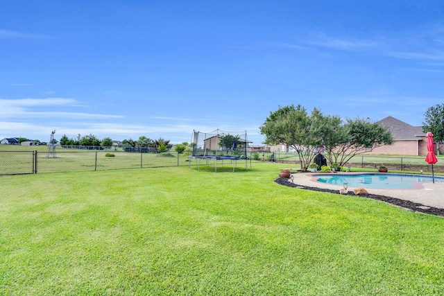 5631 Mission Ct, Midlothian, TX 76065 - fenced backyard with a trampoline