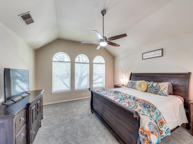 6505 Tamarron Ln, Plano, TX 75024 - bedroom with lofted ceiling, carpet, and a ceiling fan