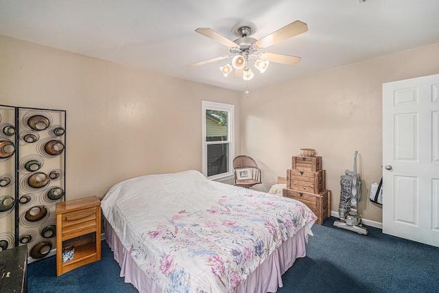 504 Harrison Ln, Hurst, TX 76053 - carpeted bedroom featuring a ceiling fan and baseboards