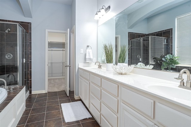 4748 Mcbreyer Pl, Fort Worth, TX 76244 - full bathroom with a stall shower, double vanity, and a garden tub