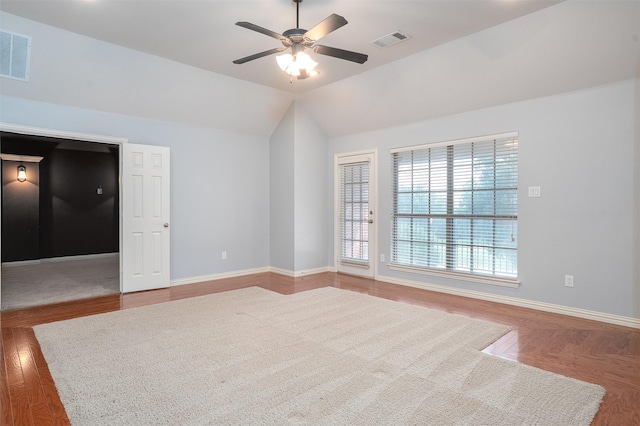 4748 Mcbreyer Pl, Fort Worth, TX 76244 - unfurnished room with a ceiling fan, vaulted ceiling, and wood finished floors