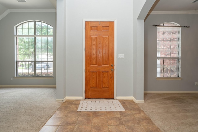 4748 Mcbreyer Pl, Fort Worth, TX 76244 - entrance foyer with carpet and ornamental molding