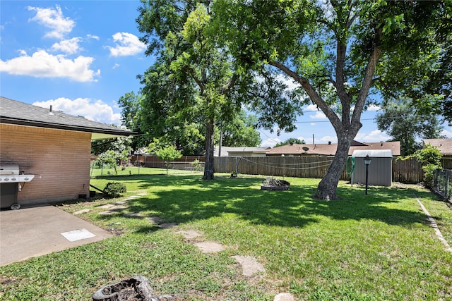 1914 Normandy Dr, Irving, TX 75060 - fenced backyard with a fire pit and a storage shed