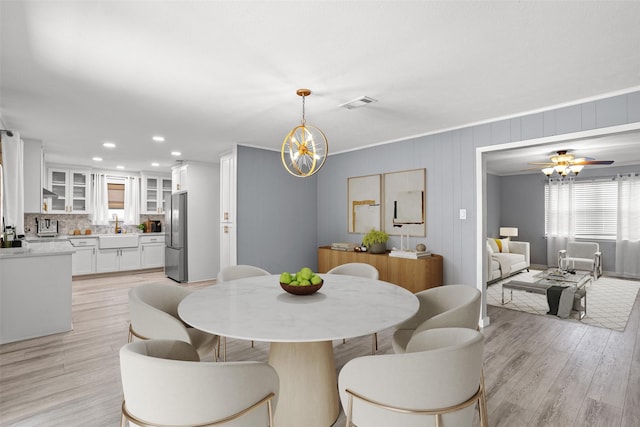 1914 Normandy Dr, Irving, TX 75060 - dining space with light wood-style flooring, recessed lighting, and a ceiling fan