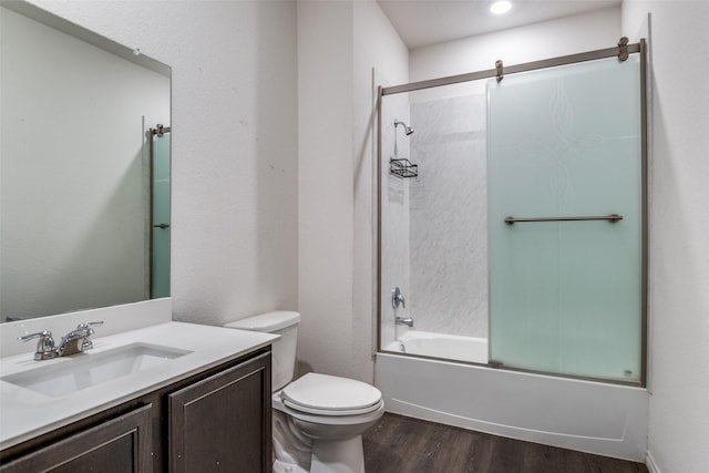 1653 Seadrift Dr, Forney, TX 75126 - full bath with vanity, wood finished floors, and combined bath / shower with glass door