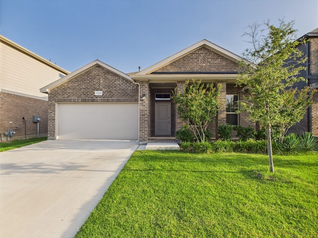 1016 Croxley Way, Fort Worth, TX 76247 - view of front facade with brick siding, a garage, a front lawn, and driveway