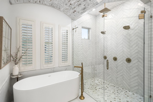 1861 Sand Creek Dr, Prosper, TX 75078 - bathroom with a soaking tub and a stall shower