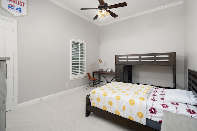 1861 Sand Creek Dr, Prosper, TX 75078 - bedroom with carpet flooring, ornamental molding, and a ceiling fan