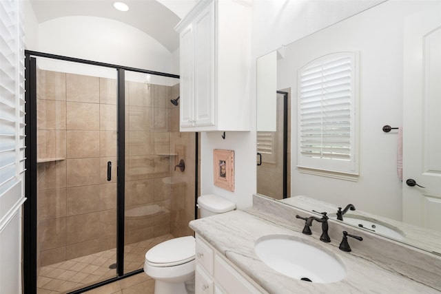1861 Sand Creek Dr, Prosper, TX 75078 - bathroom featuring vanity, a shower stall, and tile patterned flooring