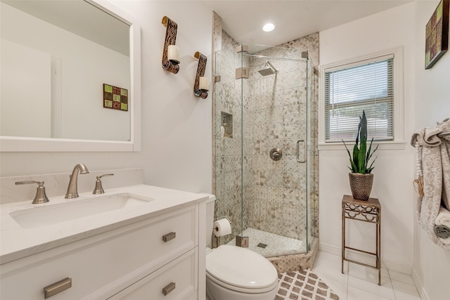 1102 Griffith Ave, Terrell, TX 75160 - bathroom with a stall shower, vanity, and tile patterned flooring