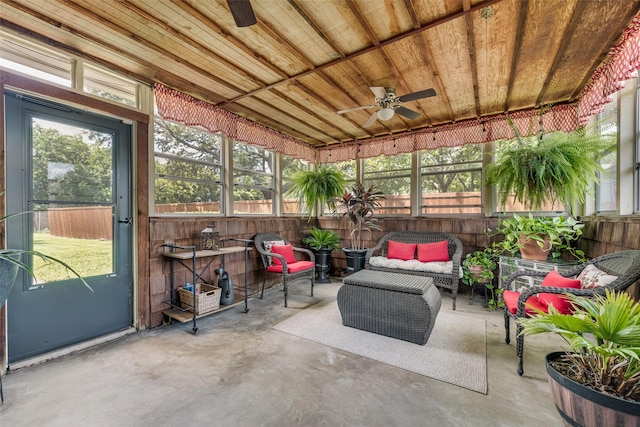 1102 Griffith Ave, Terrell, TX 75160 - sunroom / solarium with a ceiling fan and outdoor lounge area