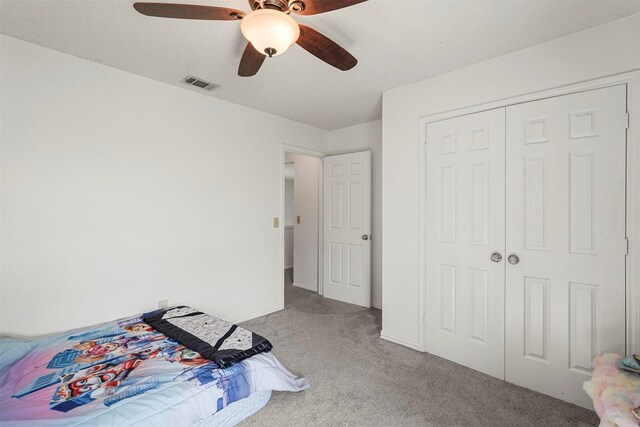 1512 La Paz Dr, Plano, TX 75074 - bedroom featuring carpet, ceiling fan, and a closet