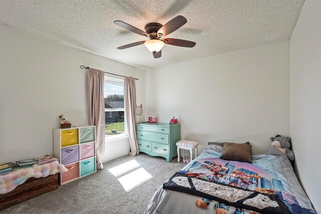1512 La Paz Dr, Plano, TX 75074 - bedroom featuring carpet, a textured ceiling, and ceiling fan