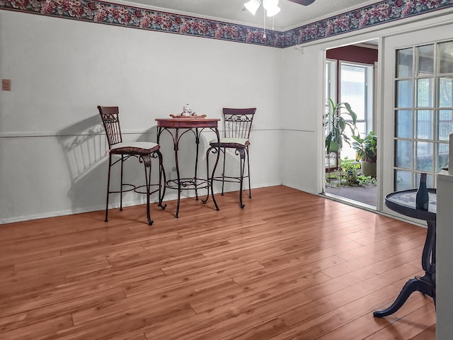 2641 Woodmont Cir, Waco, TX 76710 - dining room featuring wood finished floors and a ceiling fan