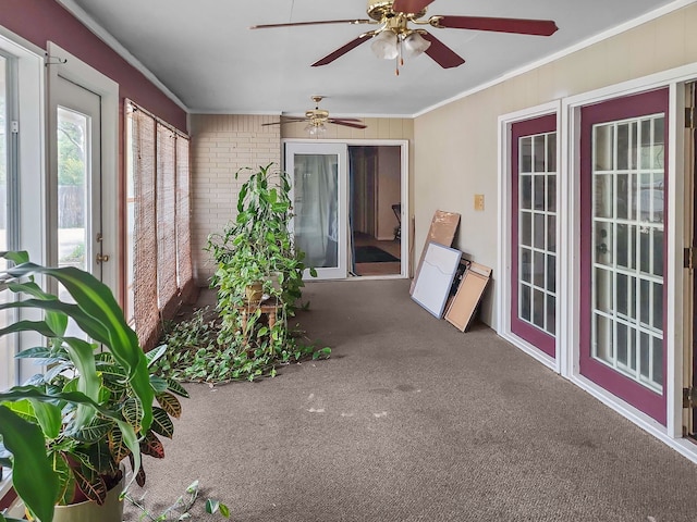 2641 Woodmont Cir, Waco, TX 76710 - sunroom / solarium featuring ornamental molding and carpet