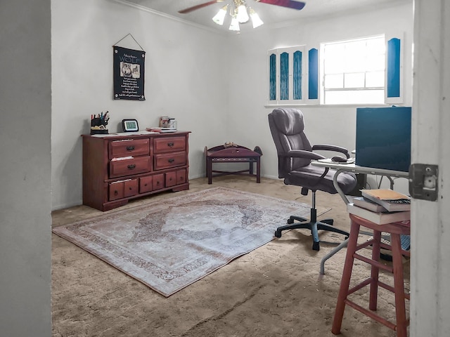 2641 Woodmont Cir, Waco, TX 76710 - office with a ceiling fan and ornamental molding
