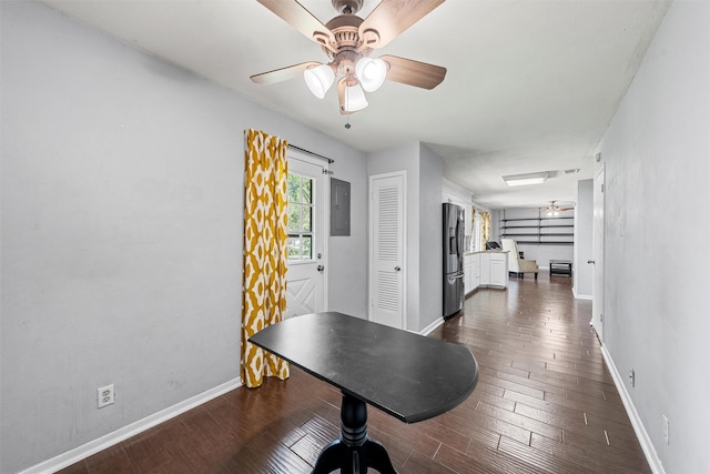 431 Brookwood Dr, Woodway, TX 76712 - hall featuring electric panel and dark wood-type flooring