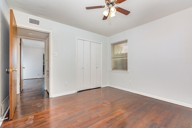507 Vernet St, Richardson, TX 75080 - unfurnished bedroom with wood finished floors, a closet, and ceiling fan