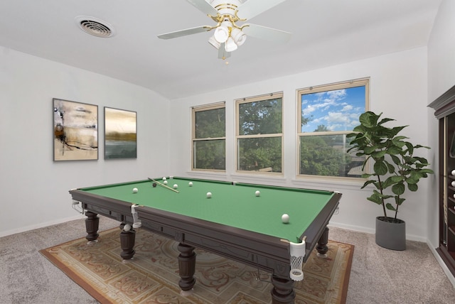 507 Vernet St, Richardson, TX 75080 - rec room featuring carpet flooring, pool table, and a ceiling fan