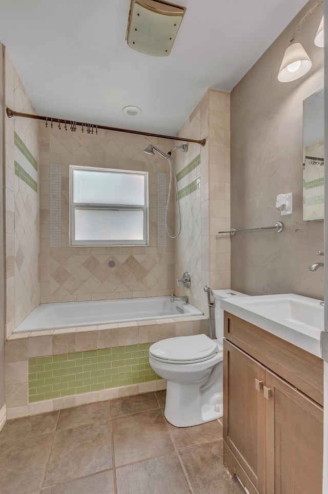 11502 Rupley Ln, Dallas, TX 75218 - full bathroom with tiled shower / bath, vanity, and tile patterned flooring