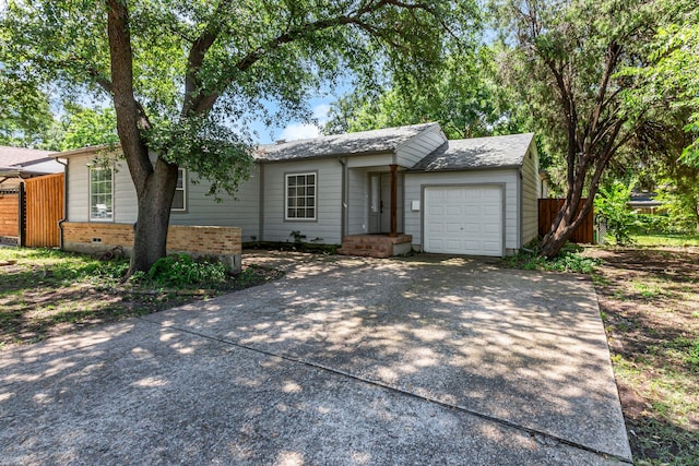 11502 Rupley Ln, Dallas, TX 75218 - ranch-style home with a garage, concrete driveway, and roof with shingles