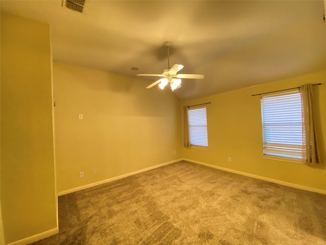 2769 Sunlight Dr, Little Elm, TX 75068 - empty room featuring carpet floors, a ceiling fan, and vaulted ceiling