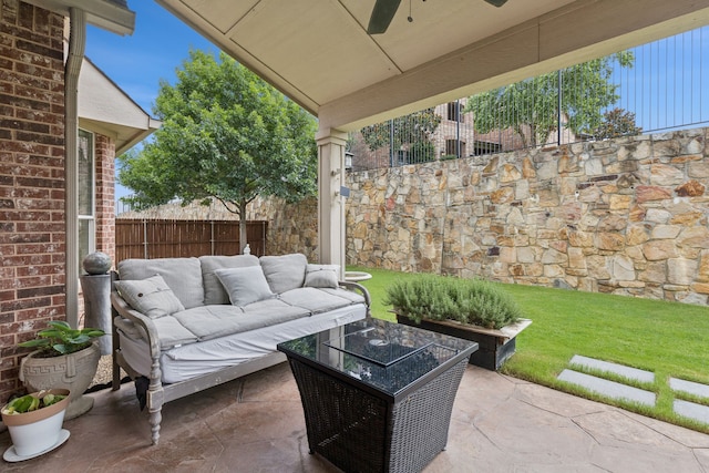 6044 Larkspur Ln, Frisco, TX 75036 - view of patio with an outdoor living space and a ceiling fan