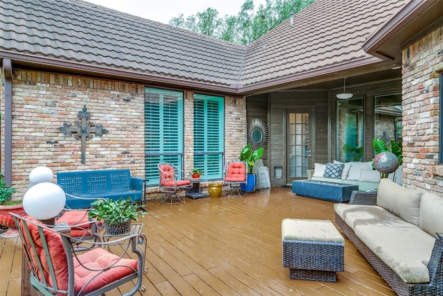 1600 Crockett Cir, Irving, TX 75038 - wooden terrace featuring an outdoor living space