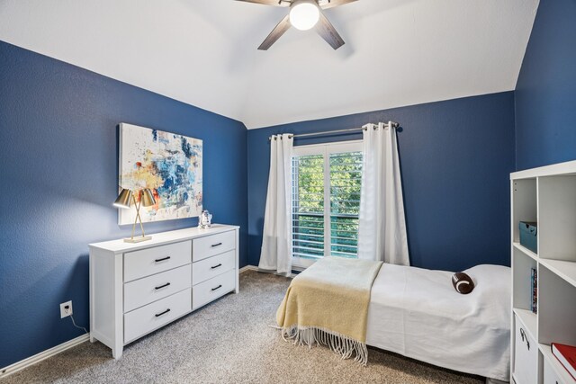 3805 Blaylock Pl, Plano, TX 75025 - carpeted bedroom with vaulted ceiling and ceiling fan