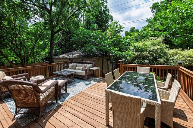 8803 Westglen Dr, Dallas, TX 75228 - wooden deck featuring outdoor lounge area and outdoor dining area