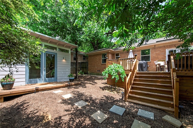 8803 Westglen Dr, Dallas, TX 75228 - view of yard featuring a deck and stairs