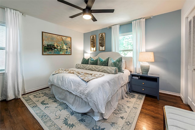 8803 Westglen Dr, Dallas, TX 75228 - bedroom featuring wood finished floors, a closet, and ceiling fan