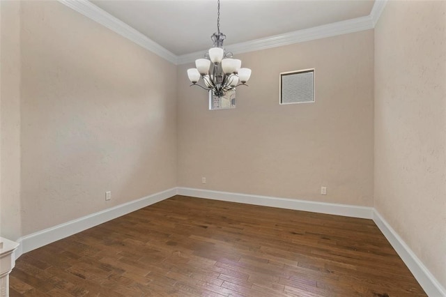 3804 Park Flower Ct, Arlington, TX 76017 - empty room featuring a chandelier, ornamental molding, and wood finished floors
