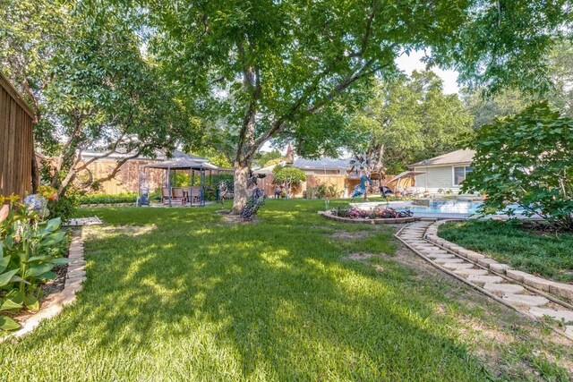 5715 Northaven Rd, Dallas, TX 75230 - view of yard featuring a gazebo, a swimming pool, and a patio
