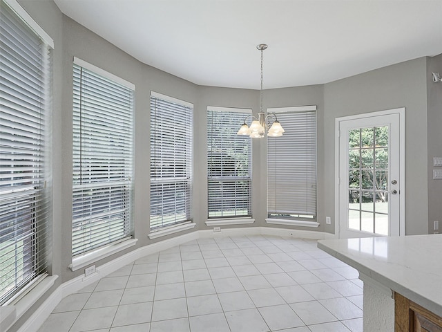 925 Canongate Dr, Flower Mound, TX 75022 - unfurnished dining area featuring a chandelier and light tile patterned flooring