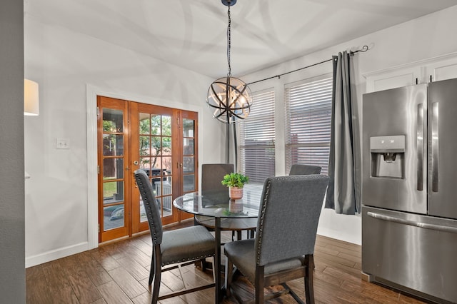 13341 Ridgepointe Rd, Fort Worth, TX 76244 - dining room featuring a chandelier and dark wood-type flooring