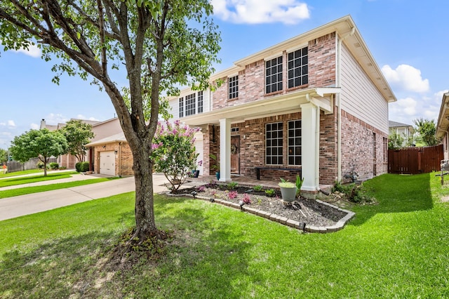 13341 Ridgepointe Rd, Fort Worth, TX 76244 - traditional-style home with driveway, brick siding, covered porch, and a garage