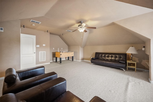 220 Arbor Ln, Haslet, TX 76052 - carpeted living room featuring lofted ceiling and a ceiling fan