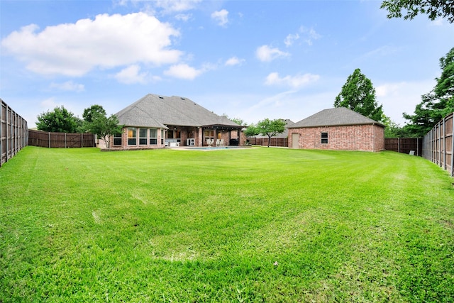 220 Arbor Ln, Haslet, TX 76052 - rear view of property with a fenced backyard, brick siding, and a patio