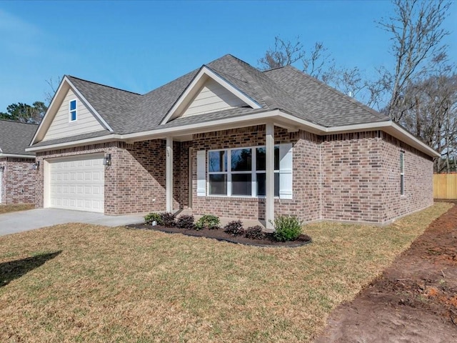 106 Saddle Brook Dr, Lufkin, TX 75904 - single story home with brick siding, concrete driveway, a garage, and a shingled roof