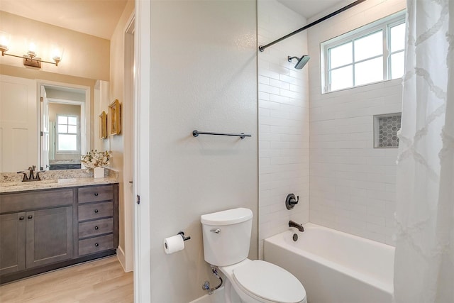 619 Latigo Ct, Weatherford, TX 76088 - bathroom featuring vanity, shower / tub combo with curtain, and wood finished floors