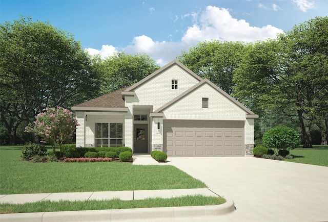 259 Bright Alcove Ct, Lavon, TX 75166 - view of front of property with a garage, concrete driveway, brick siding, and a front lawn