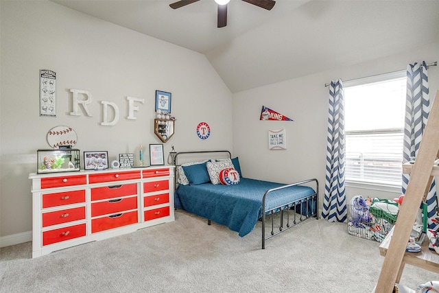 404 Bluffside Trl, Benbrook, TX 76126 - carpeted bedroom with lofted ceiling and a ceiling fan