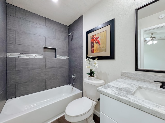 1605 N Beaton St, Corsicana, TX 75110 - full bathroom featuring vanity, shower / bath combination, and a ceiling fan