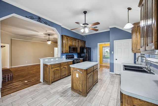 700 Lake Vista Ln, Lavon, TX 75166 - unfurnished living room with a ceiling fan, ornamental molding, dark wood-style floors, and a fireplace