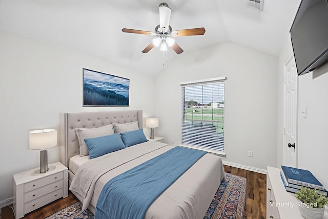 700 Lake Vista Ln, Lavon, TX 75166 - bedroom featuring lofted ceiling, wood finished floors, and ceiling fan