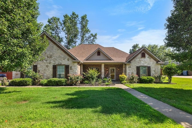 2110 Park Rdg, Denison, TX 75020 - view of front of house with stone siding and a front lawn