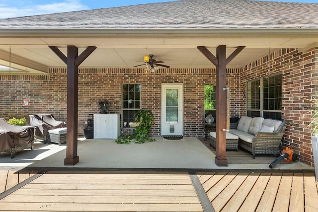 2110 Park Rdg, Denison, TX 75020 - deck featuring ceiling fan and an outdoor hangout area