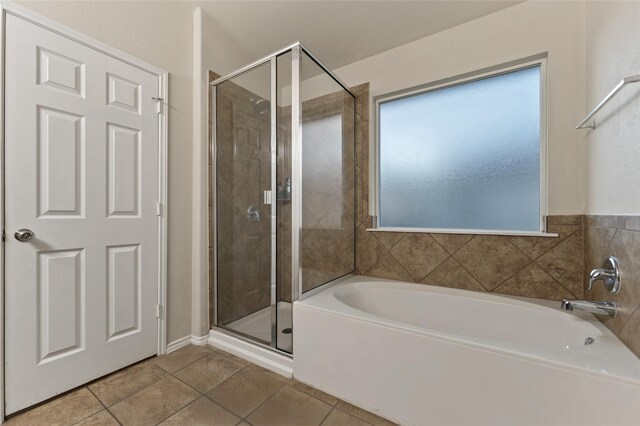 6625 Vista View Dr, Woodway, TX 76712 - bathroom with a garden tub, a shower stall, and tile patterned flooring